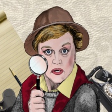 Cartoon image of female investigator