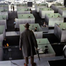 Man looking into an office