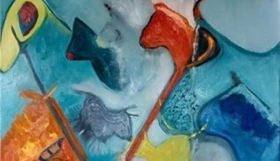 Conflicted Passage vs Memory 71x60cm oil Mixed media 875