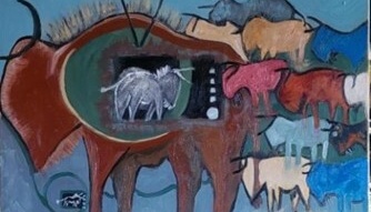 Juxtaposing Conformity Individualism 71x60cm oil 875