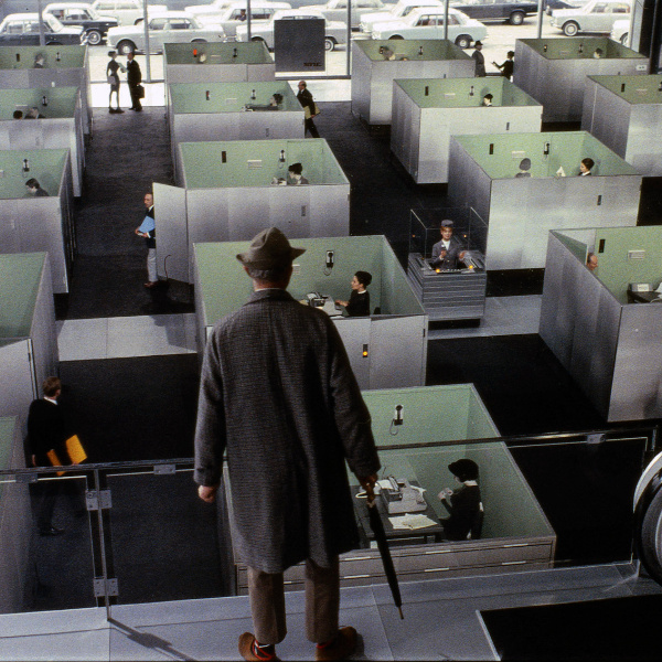 Man looking into an office